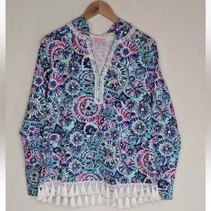 Lilly Pulitzer Harmon Hoodie UPF 50+ Multi The Swim Print Size M Womens